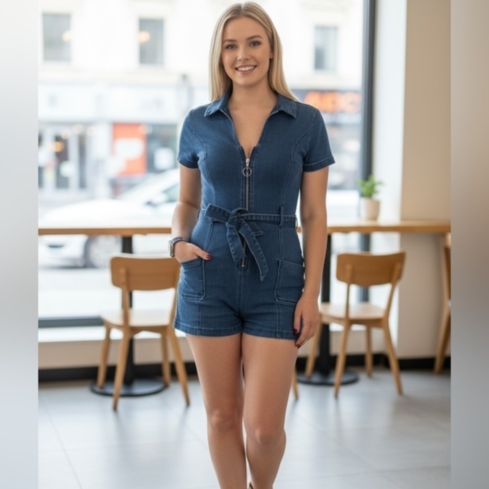 Levi's Blue Denim Women's Shorts Romper